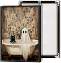 Halloween Ghost Wall Art 16x24in Black Framed - Goth Bubblebath Print