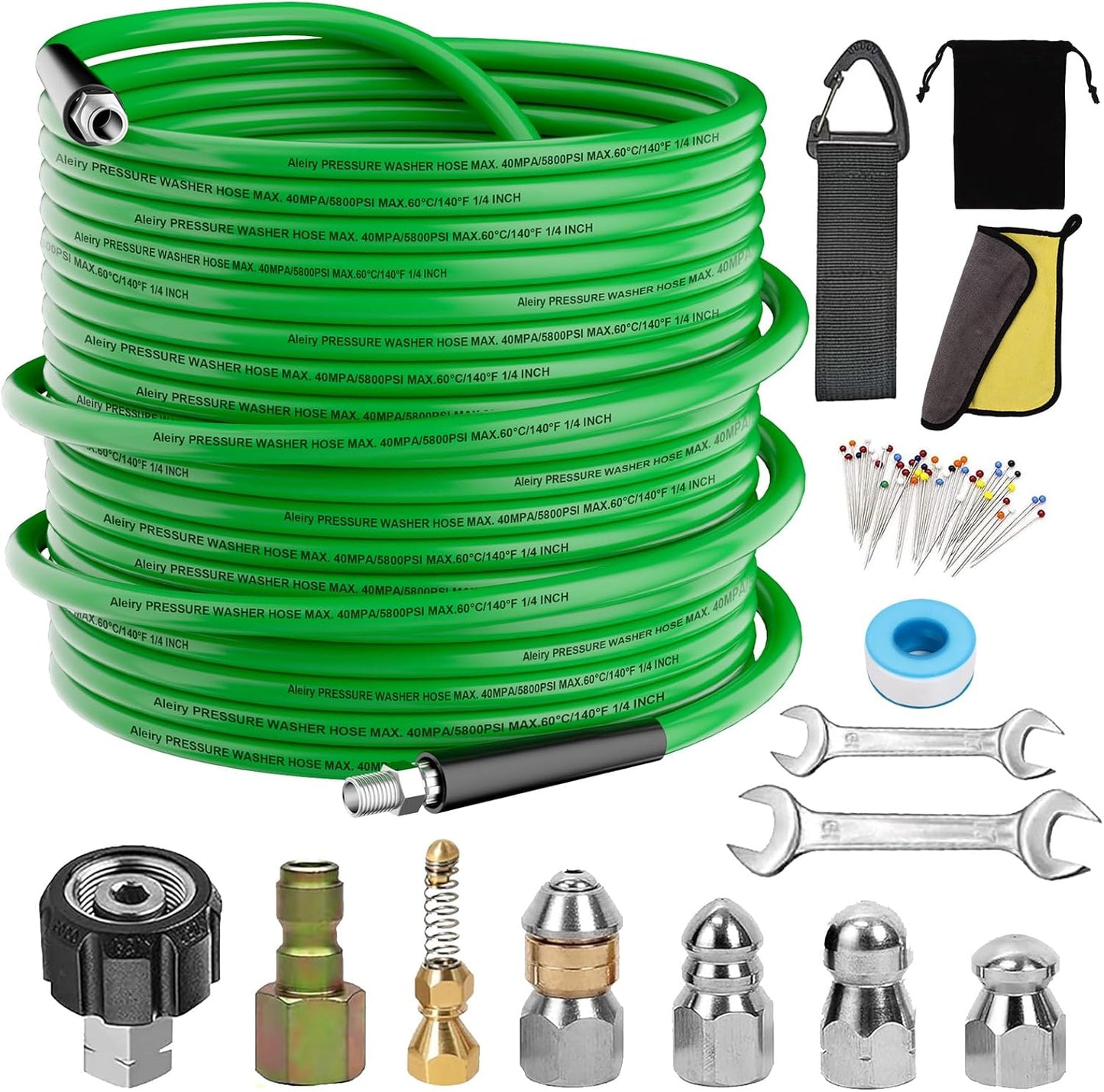 Sewer Jetter Kit for Pressure Washer with High-Pressure Nozzles