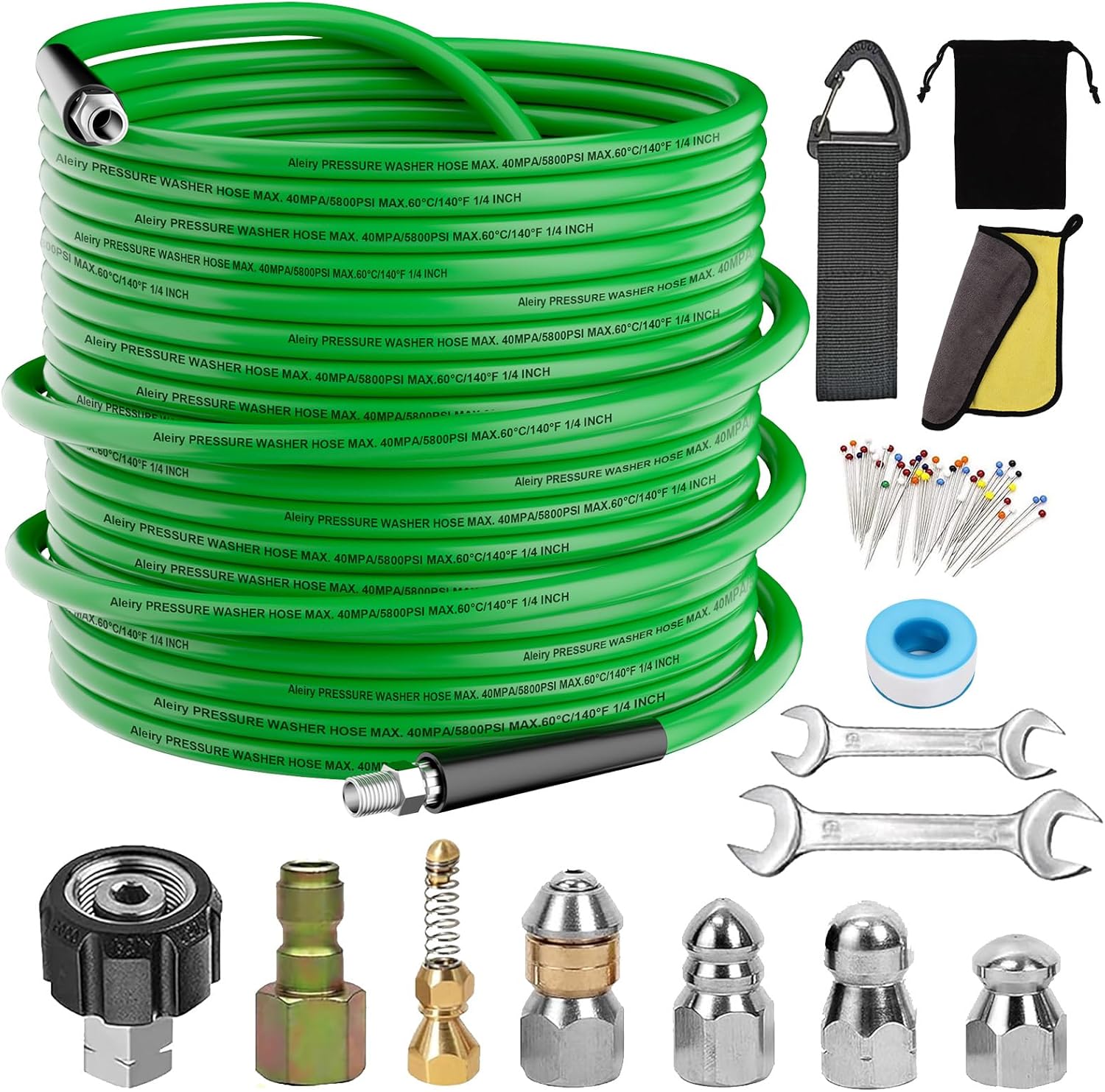 Sewer Jetter Kit for Pressure Washer with High-Pressure Nozzles