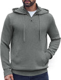 Mens Knitted Hoodie Sweater Turtleneck Quarter Zip Pullover - Warm Fit