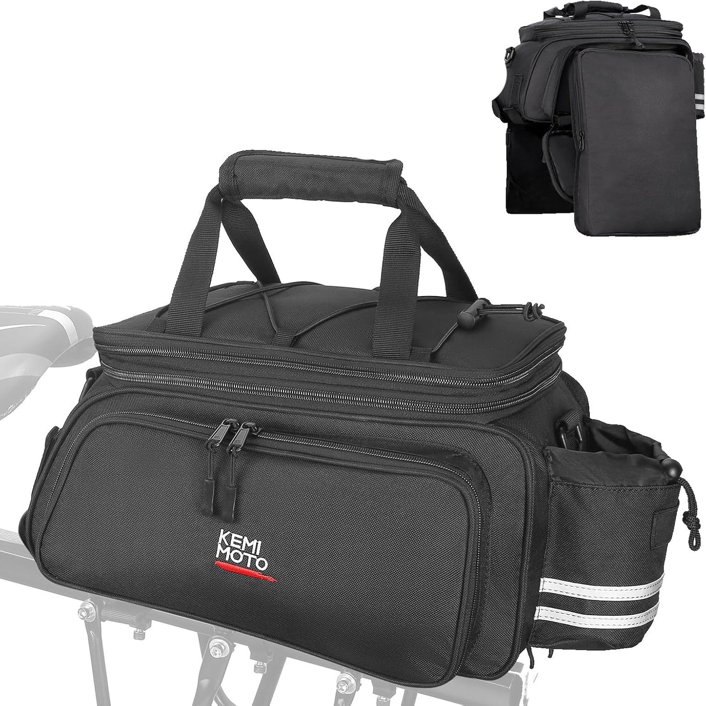 KEMIMOTO Bike Rear Rack Bag - Expandable 10-20L Capacity