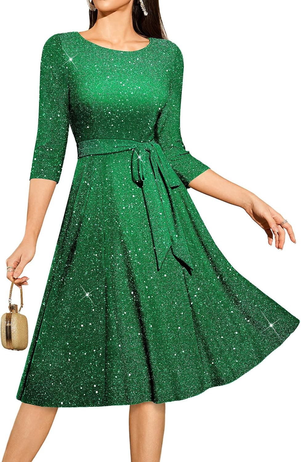 DRESSTELLS Vintage Wedding Guest Dress with 3/4 Sleeves Style