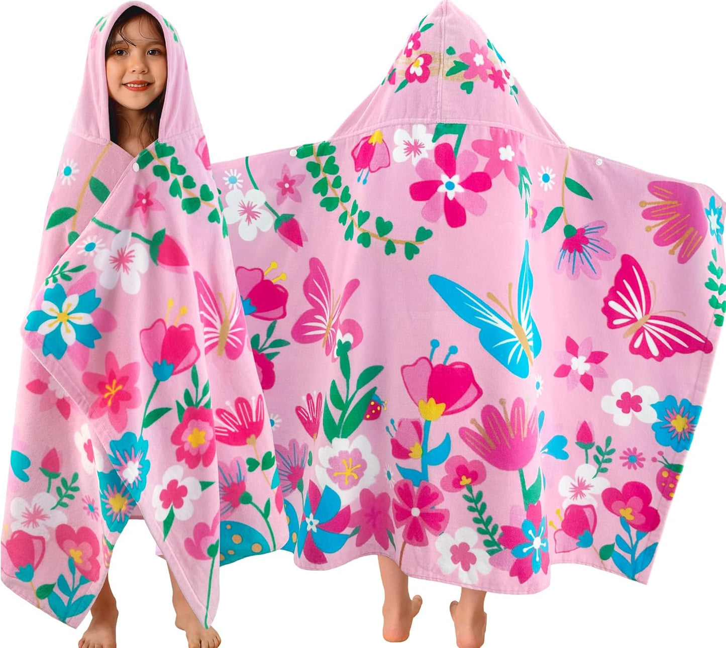 VOOVA & MOVAS Toddler Beach Towels with Hood for Kids 3-10 Years