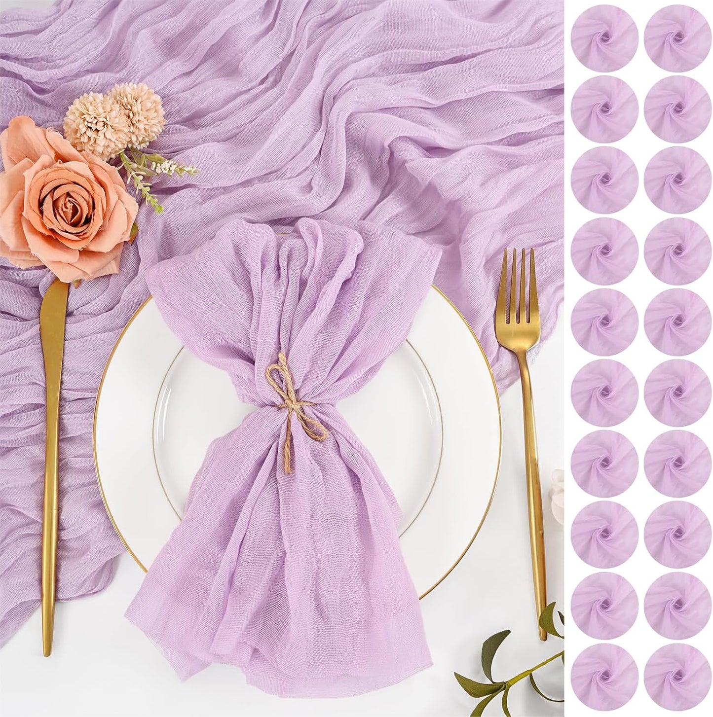 Lavender Cheesecloth Napkins Set of 100 for Elegant Events