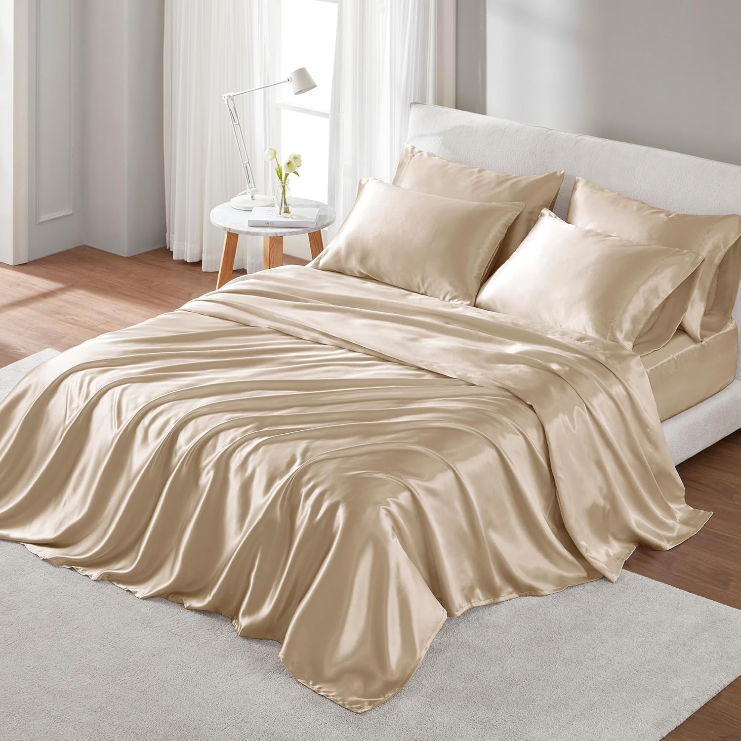 Luxurious Satin Sheets Queen Size Set for Elegant Bedrooms