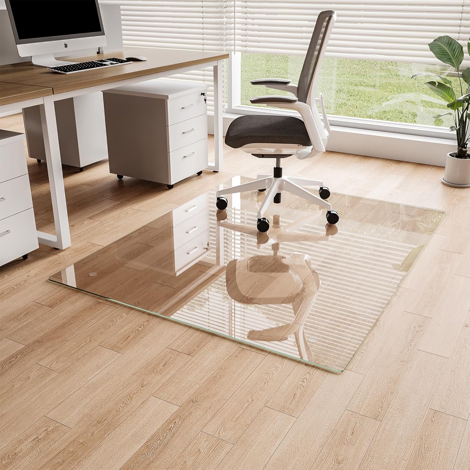Koonmi Chair Mat for Carpet, Tempered Glass 48x60 Office Mat
