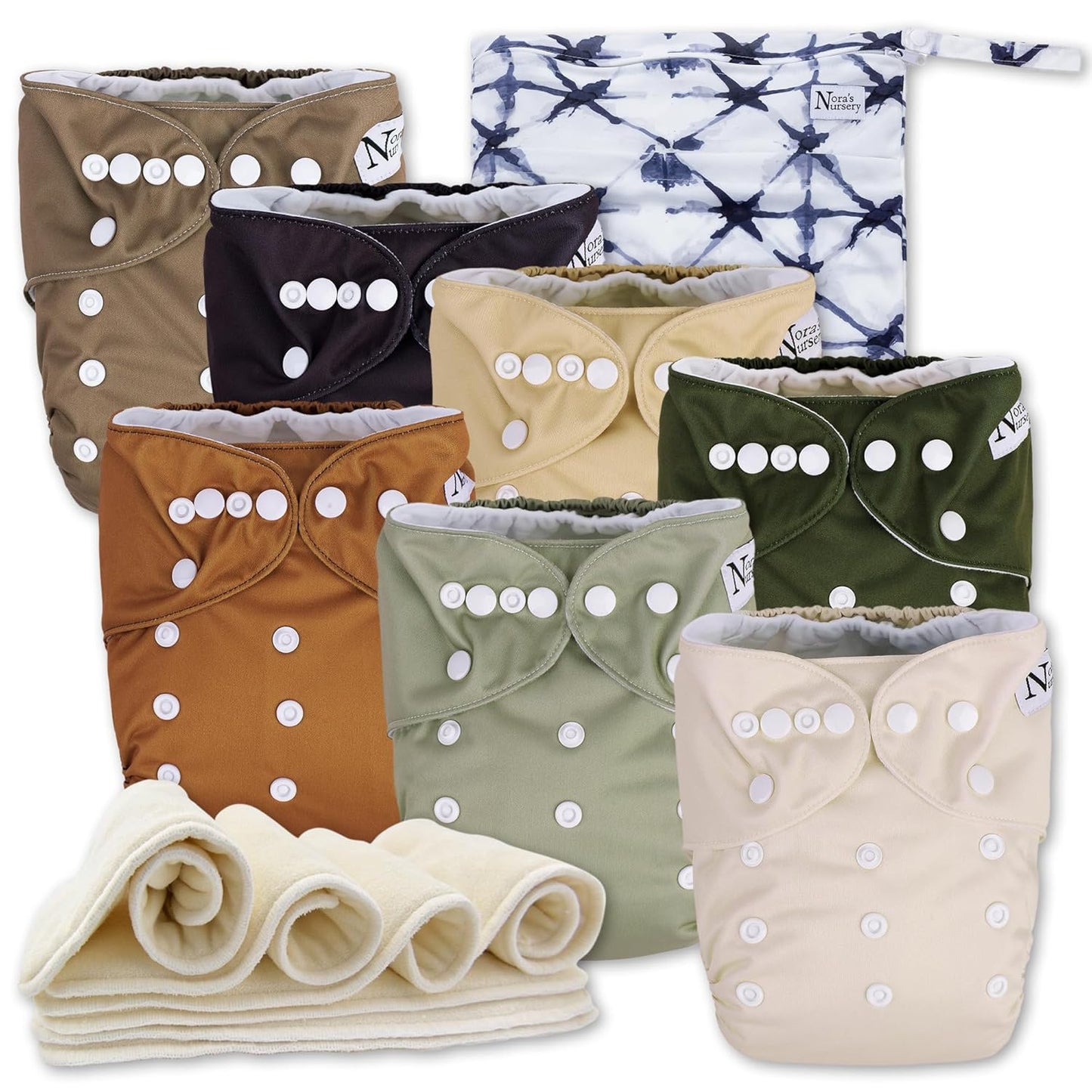 Nora's Nursery Reusable Cloth Diapers - Waterproof & Adjustable Fit