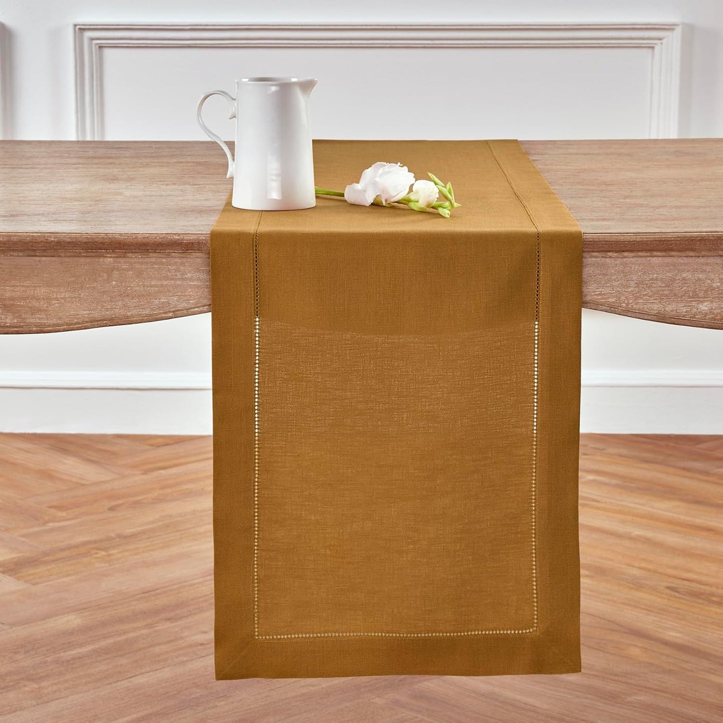 Elegant 100% Pure Linen Brown Sugar Table Runner for Fall Decor