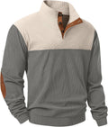 Mens Corduroy Quarter Button Sweatshirt - Warm Fall Pullover