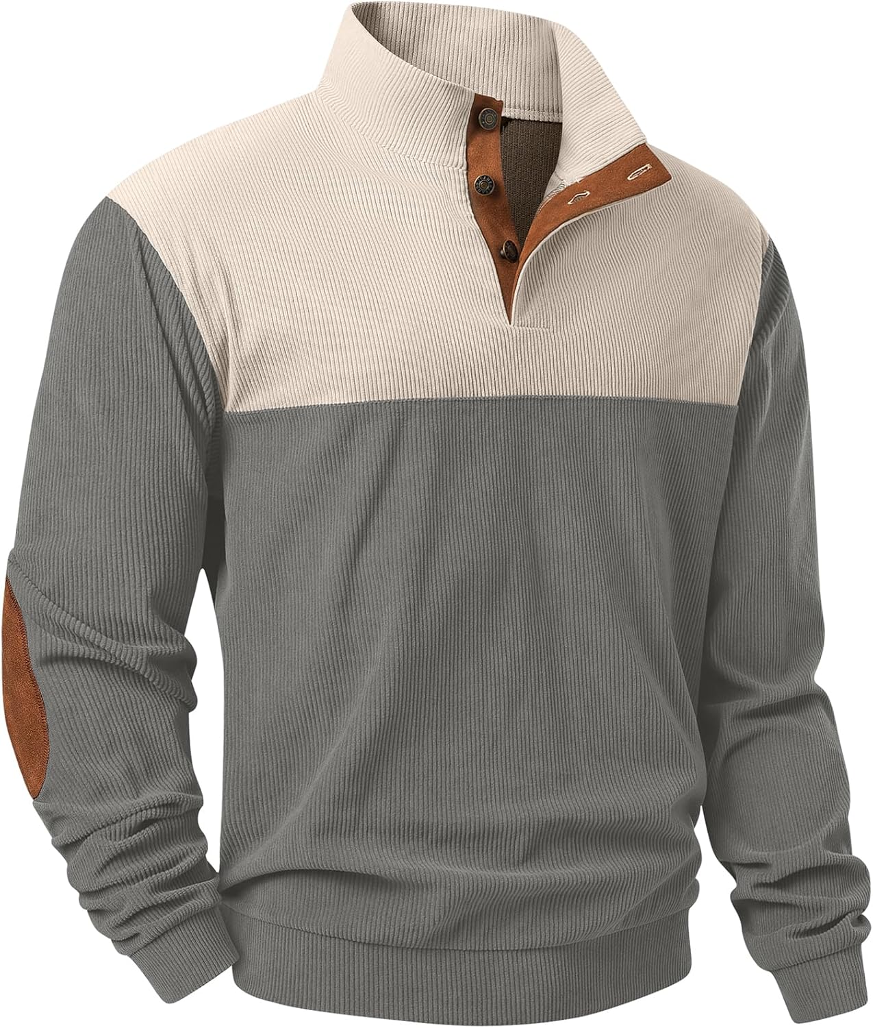 JMIERR Mens Warm Corduroy Sweatshirt with Stand Collar Design
