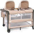 Twin Bassinet for Baby Beige Bedside Bassinet - Convertible Twin
