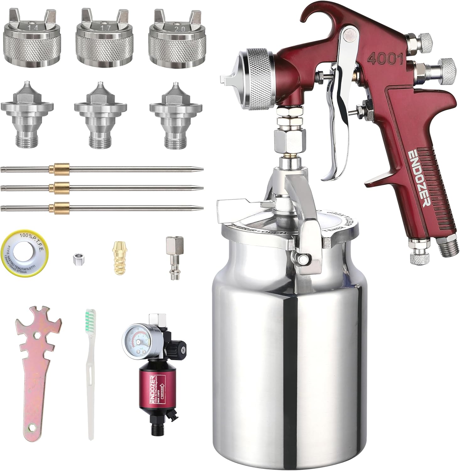 Professional Siphon Feed Spray Gun for Paint with Red Handle