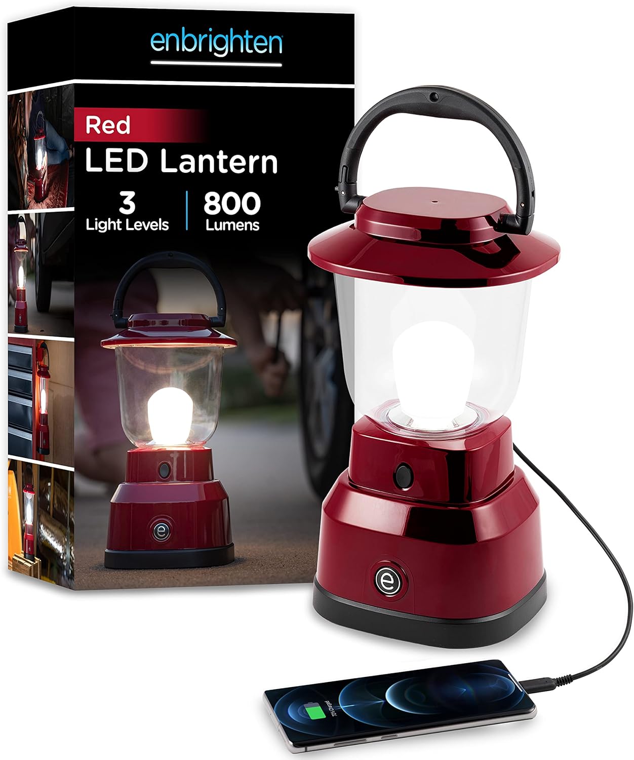 800 Lumens Enbrighten Lantern: 200 Hr Runtime
