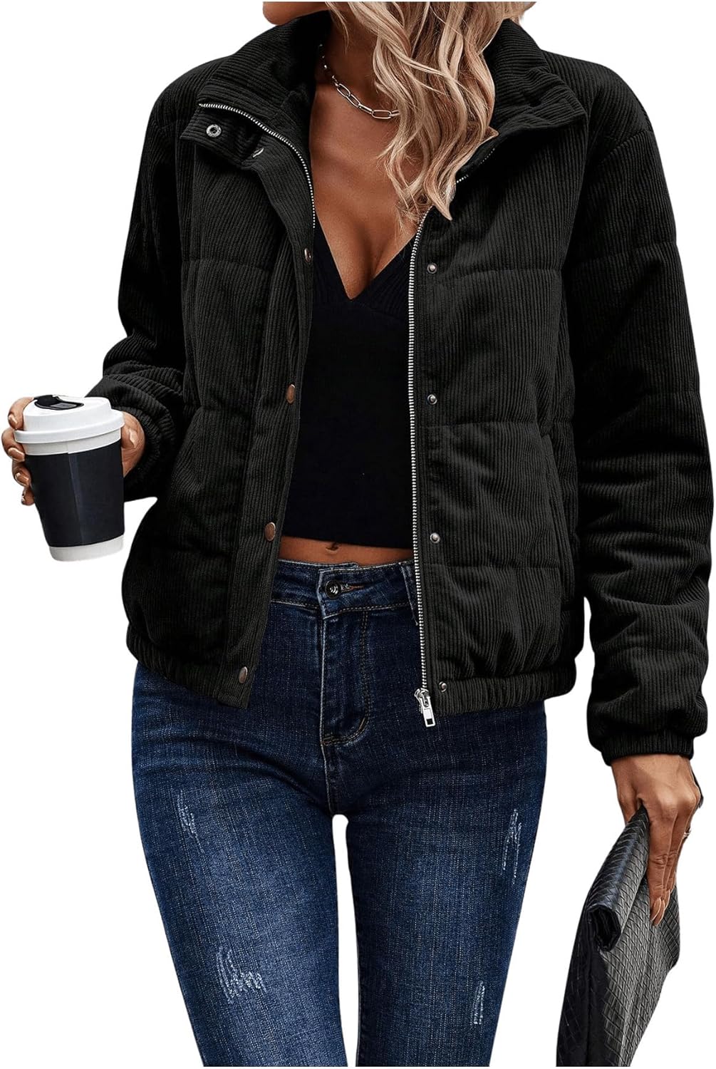 Stylish Women's Corduroy Quilted Puffer Jacket for All Occasions