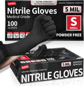 Disposable Nitrile Exam Gloves 5 Mil Black - Durable, Powder-Free