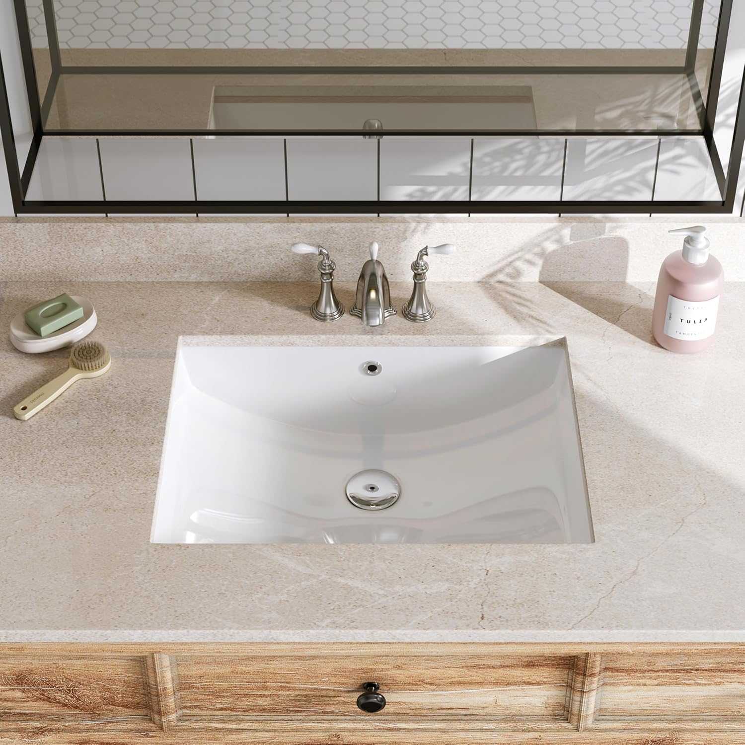 Undermount Bathroom Sink with Deep Basin and Anti-Splash Design