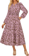 GRACE KARIN Floral Long Sleeve Maxi Dress - Boho Vibe for Fall