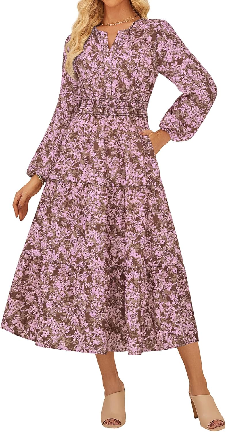 Floral Long Sleeve Maxi Dress for Women - Perfect for Weddings