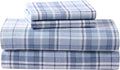 Flannel Sheets Queen Size Mulholland Plaid Blue - Soft, Warm Comfort