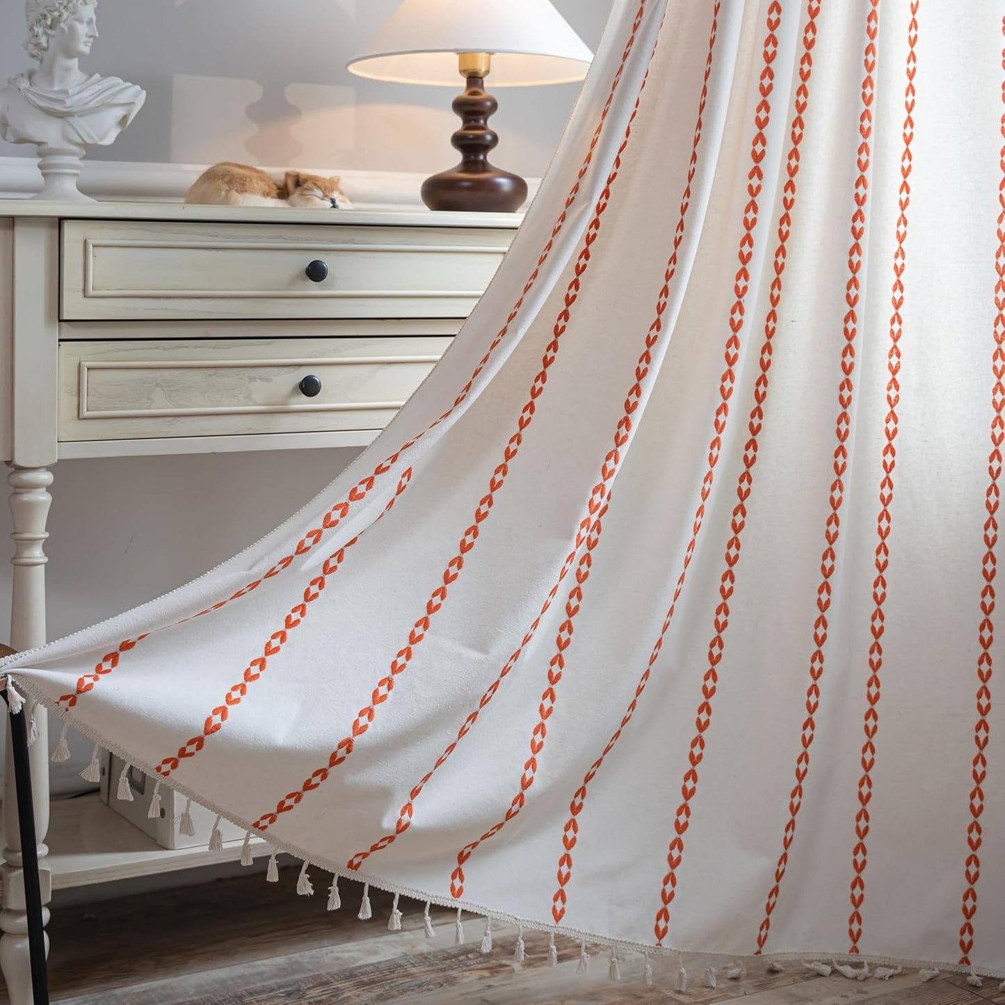 Bohemian Drape Curtains for Bedroom Living Room 108 Inches Long