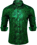 Silk Paisley Dress Shirt for Men - Elegant Long Sleeve Button Down