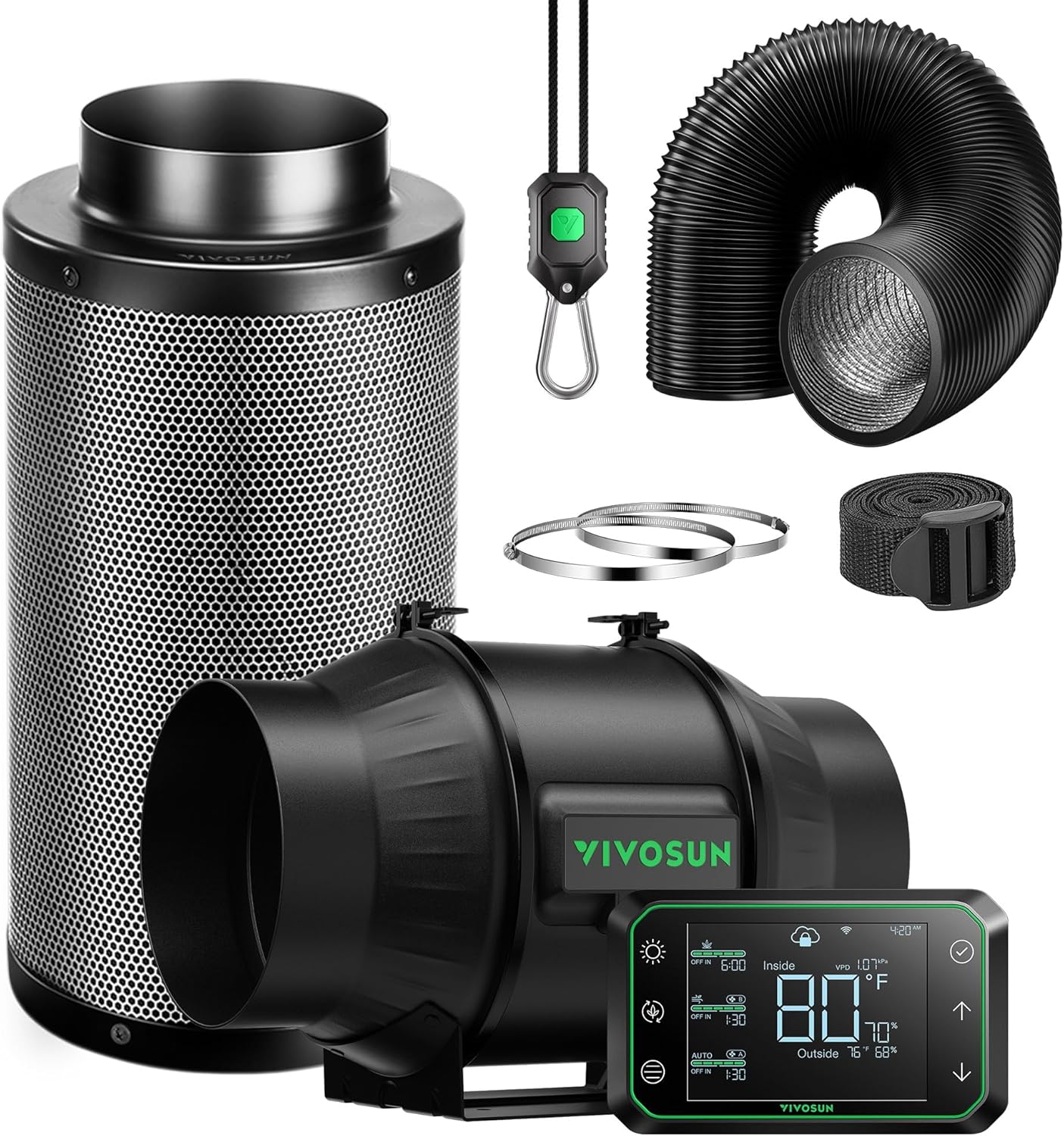 VIVOSUN Smart Air Filtration PRO T6 Kit for Grow Tents & Hydroponics