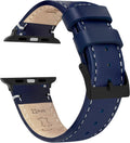 Top Grain Leather Apple Watch Band - Classic Black PVD