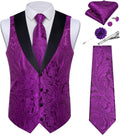 DiBanGu Men's Paisley Vest Set Perfect for Weddings and Parties