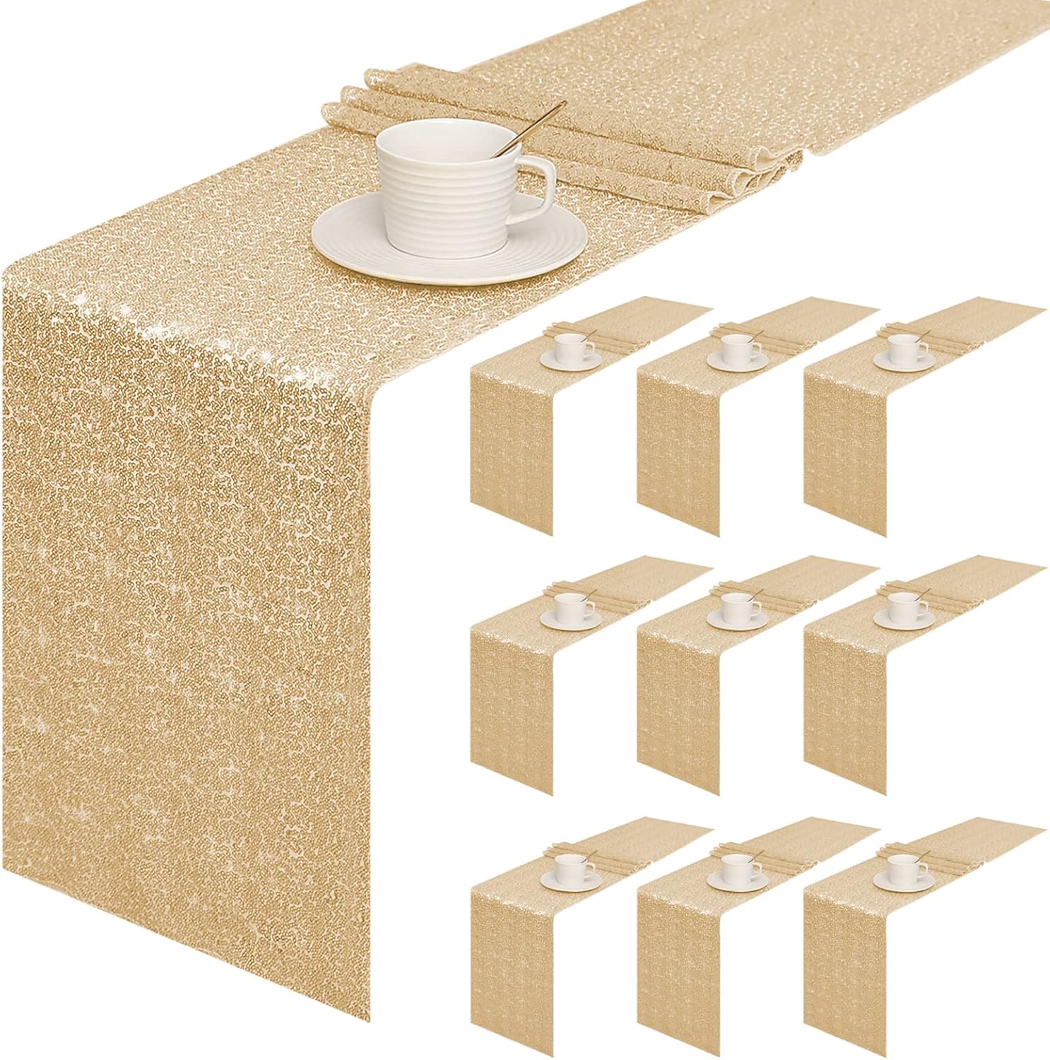 10 Packs 12 x 72 inches Sequin Table Runner for Events Decor