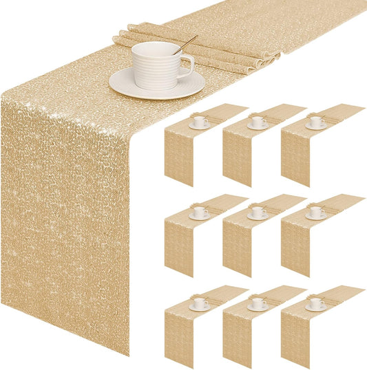 10 Packs 12 x 72 inches Sequin Table Runner for Events Decor