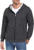 MoFiz Men's Fleece Sherpa Lined Full Zip Hoodie - Heavyweight Warmth