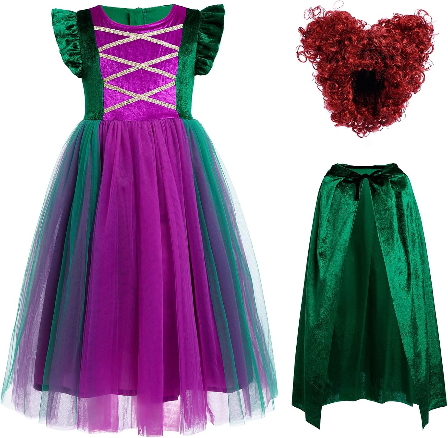OBEEII Halloween Costume for Girls with Velvet Tulle Tutu Dress