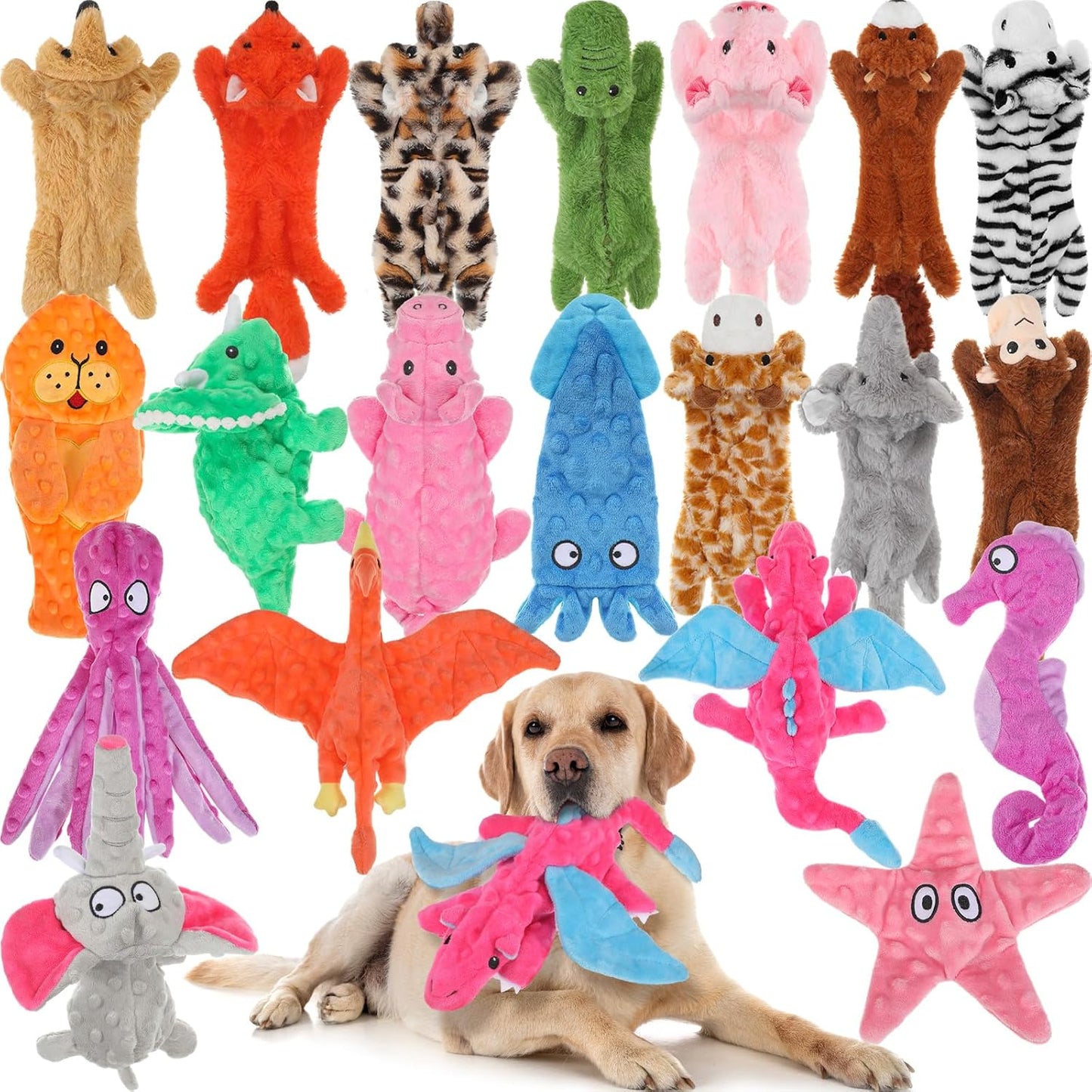 20 Pcs No Stuffing Dog Squeaky Toys for Aggressive Chewers