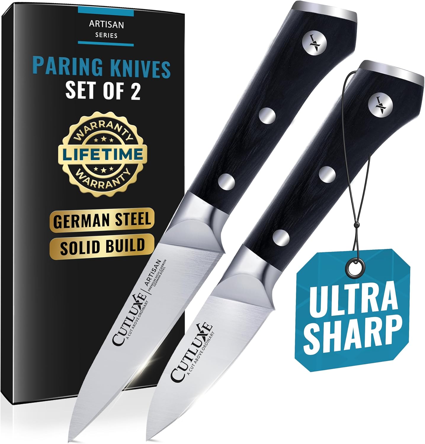 Cutluxe Paring Knife Set for Effortless Peeling and Slicing