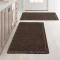 MIULEE Set of 2 Chocolate Waffle Bath Rugs for Comfort