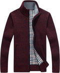 Men's Slim Full Zip Thick Knitted Cardigan with Fleece Lining