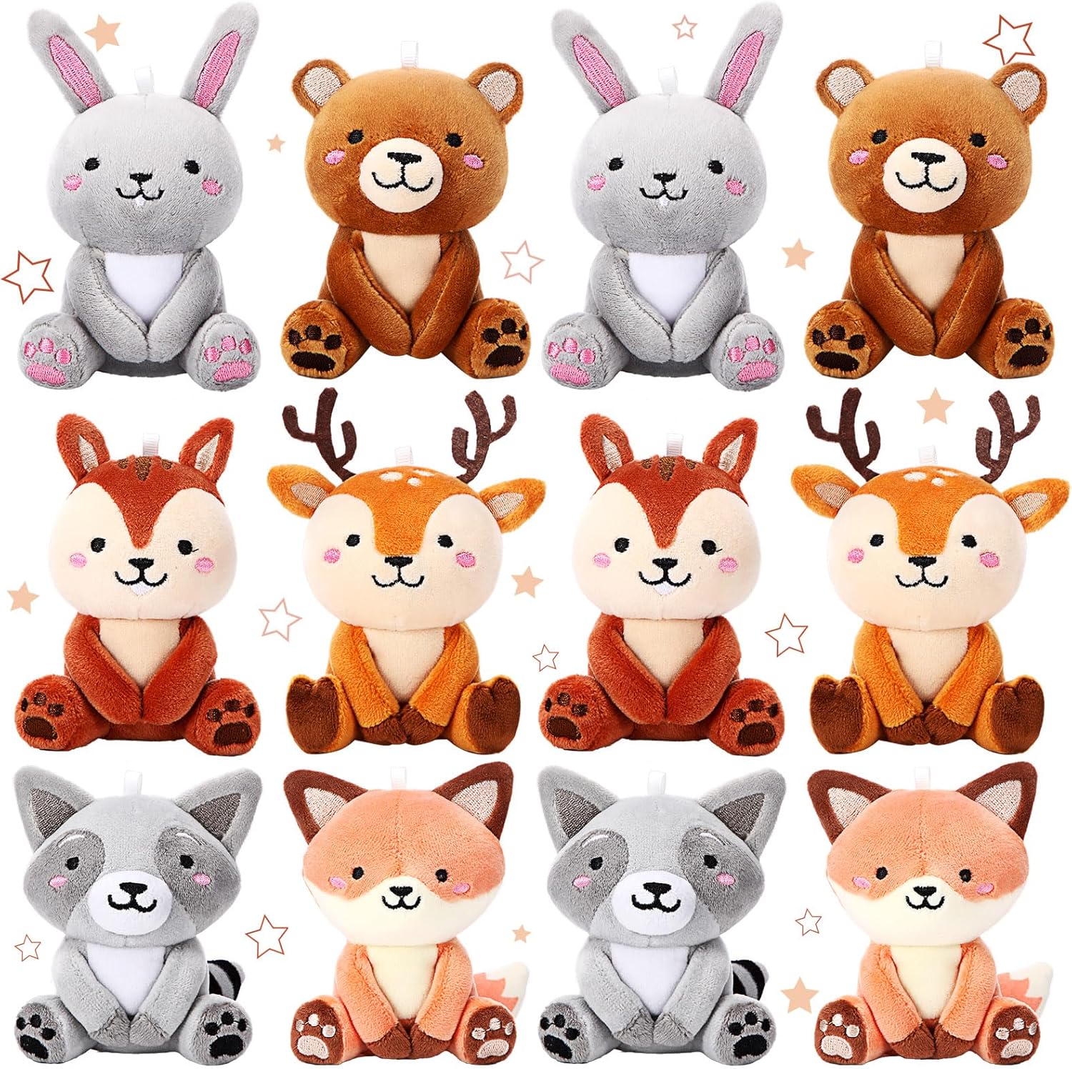 12 Pcs Mini Woodland Stuffed Animals for Baby Shower Gifts