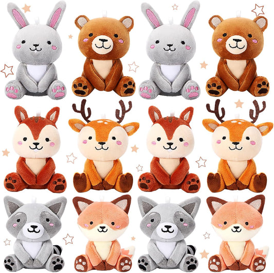 12 Pcs Mini Woodland Stuffed Animals for Baby Shower Gifts