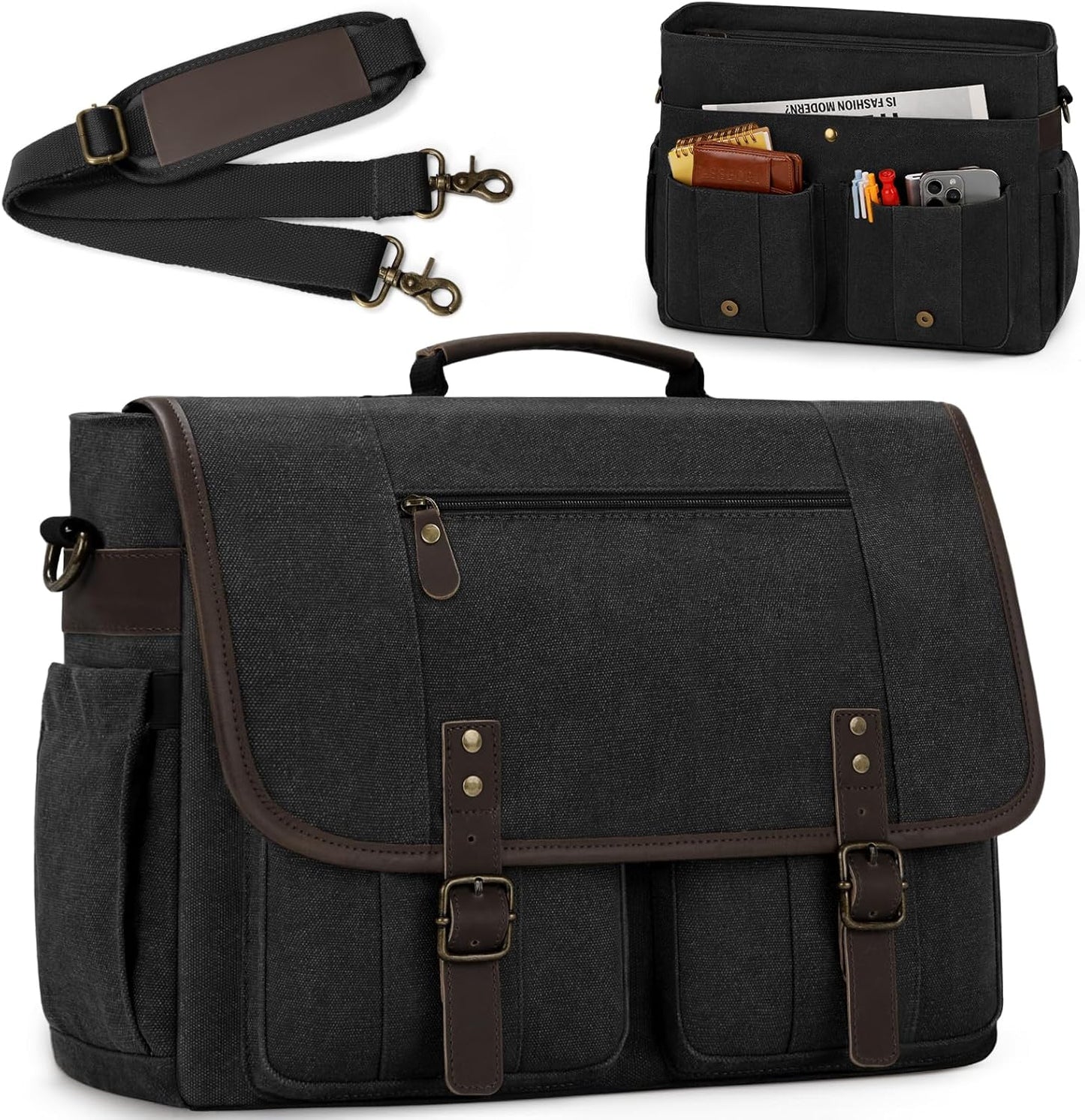 RAINSMORE Mens Messenger Bag for 17 Inch Laptop and Travel