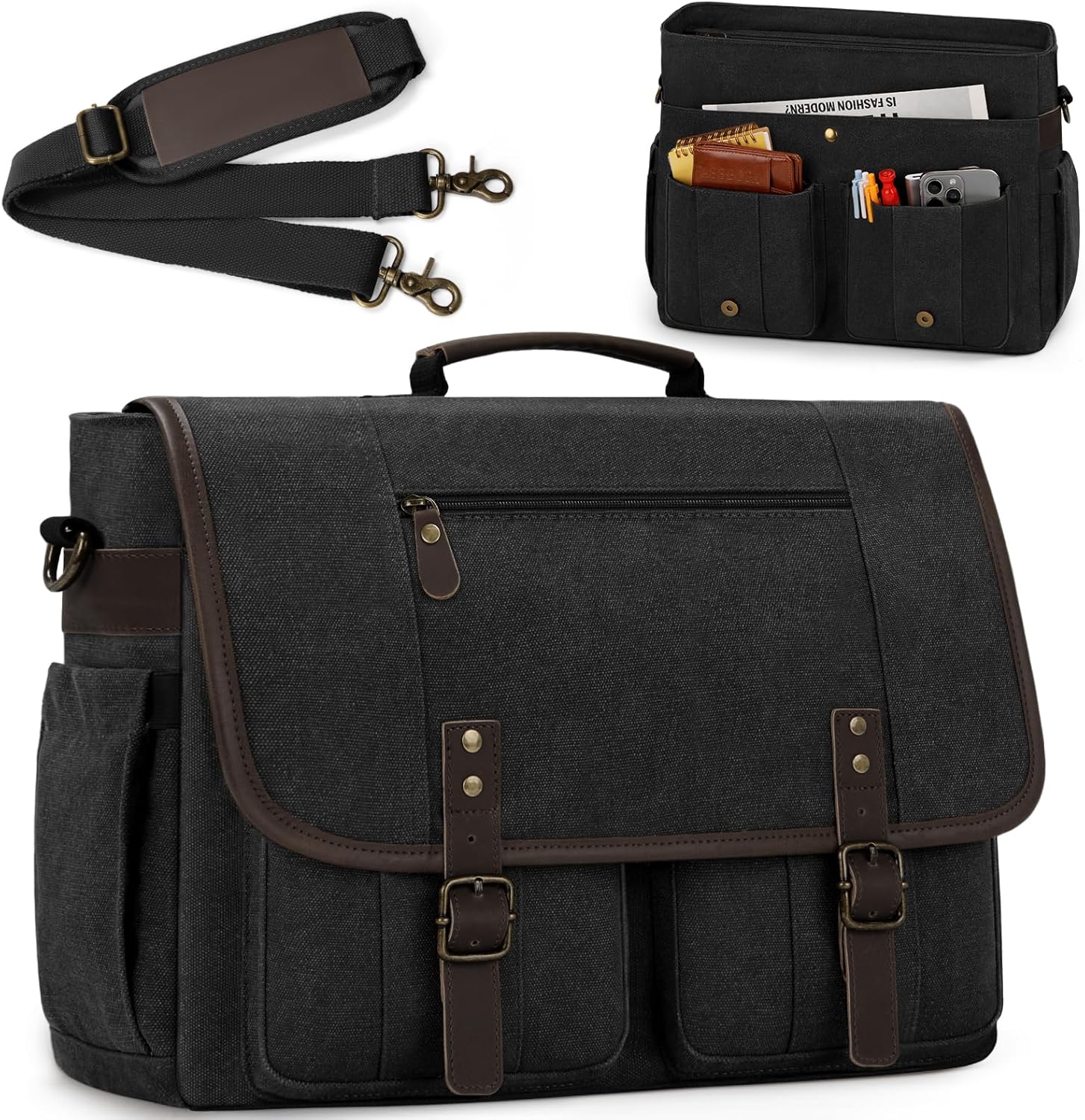 RAINSMORE Mens Messenger Bag for 17 Inch Laptop and Travel