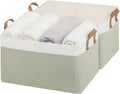 Fabric Storage Bins for Shelves - Extra Large 2-Pack Green and White