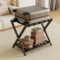 Fully Assembled Black Luggage Rack for Guest Room - Foldable Bamboo