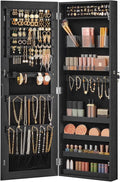 Mirror Jewelry Cabinet Armoire - Lockable Wall or Door Mounted Storage