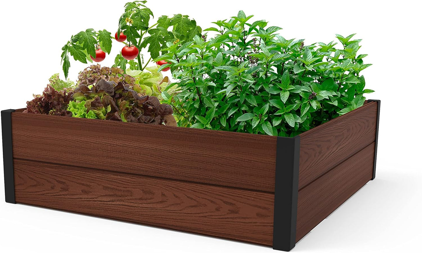 Keter 48in X 48in Wood Look Raised Garden Bed for Plants