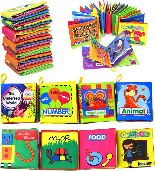 Non-Toxic Baby Soft Book Set - 8 Fun Crinkle Books