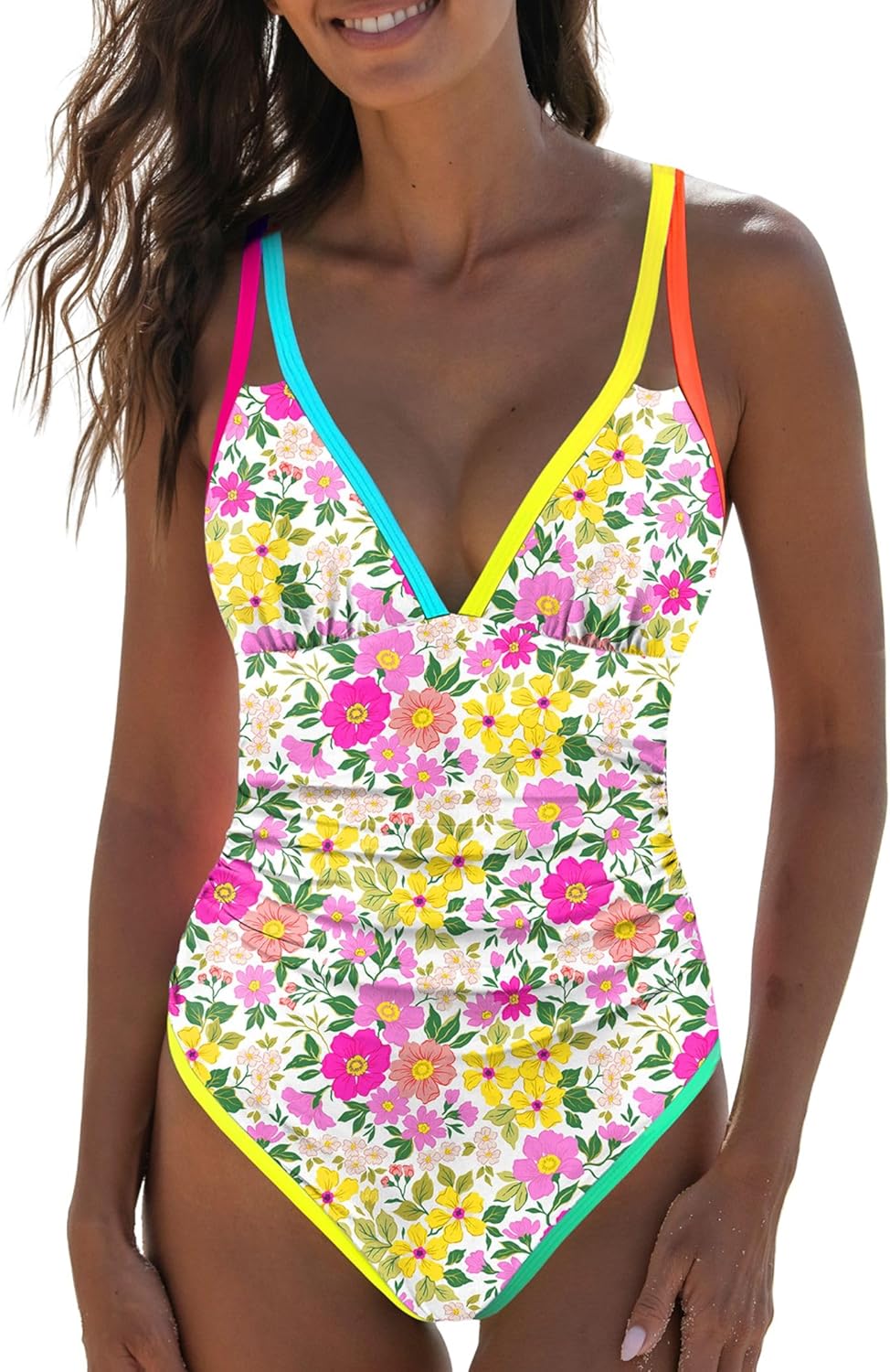popvil Women's One Piece Tummy Control Swimsuits for Summer