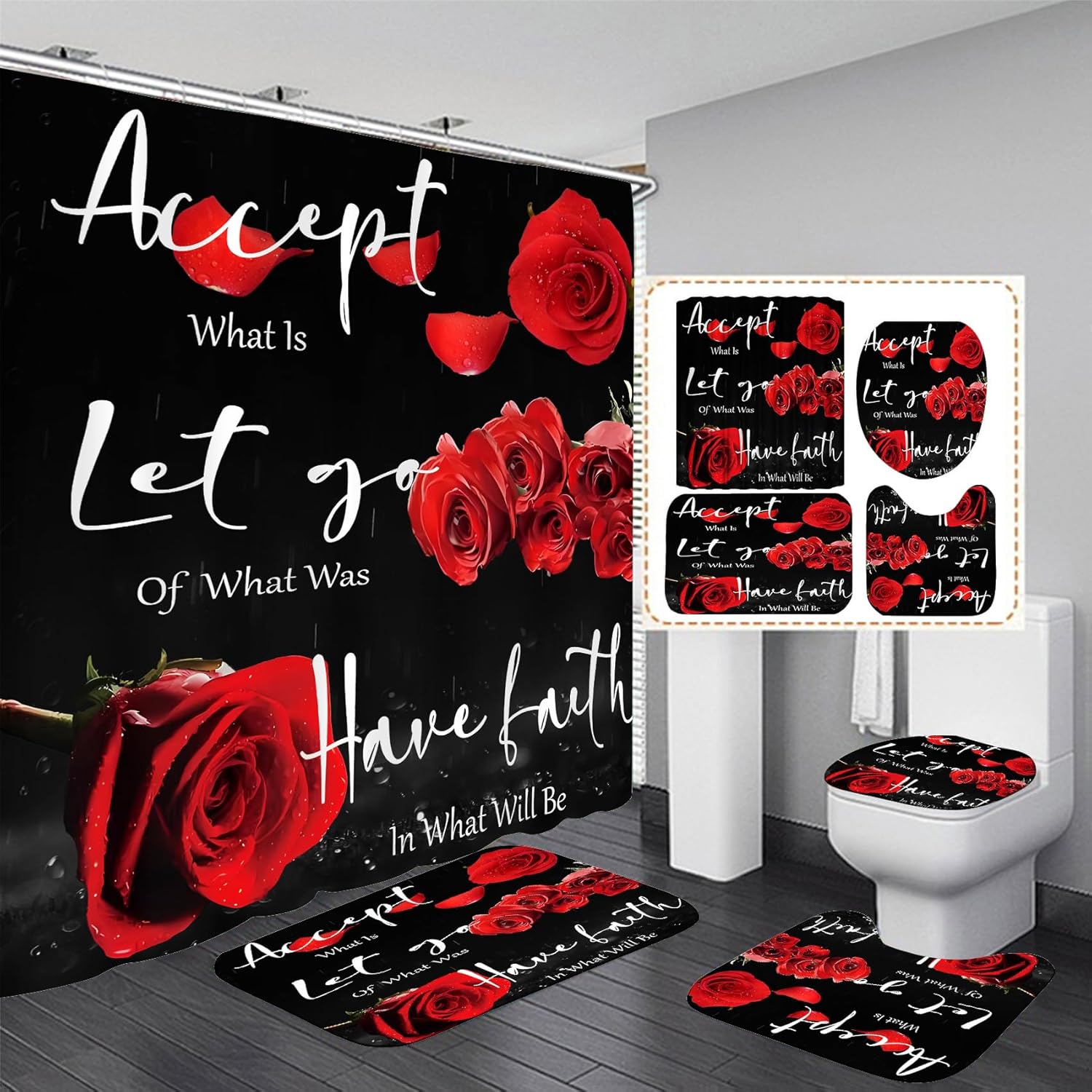 Thankful Grateful Blessed Bathroom Set by Yddsky