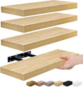 Floating Shelves for Wall 4 Pack - Compact Maple Wall Storage