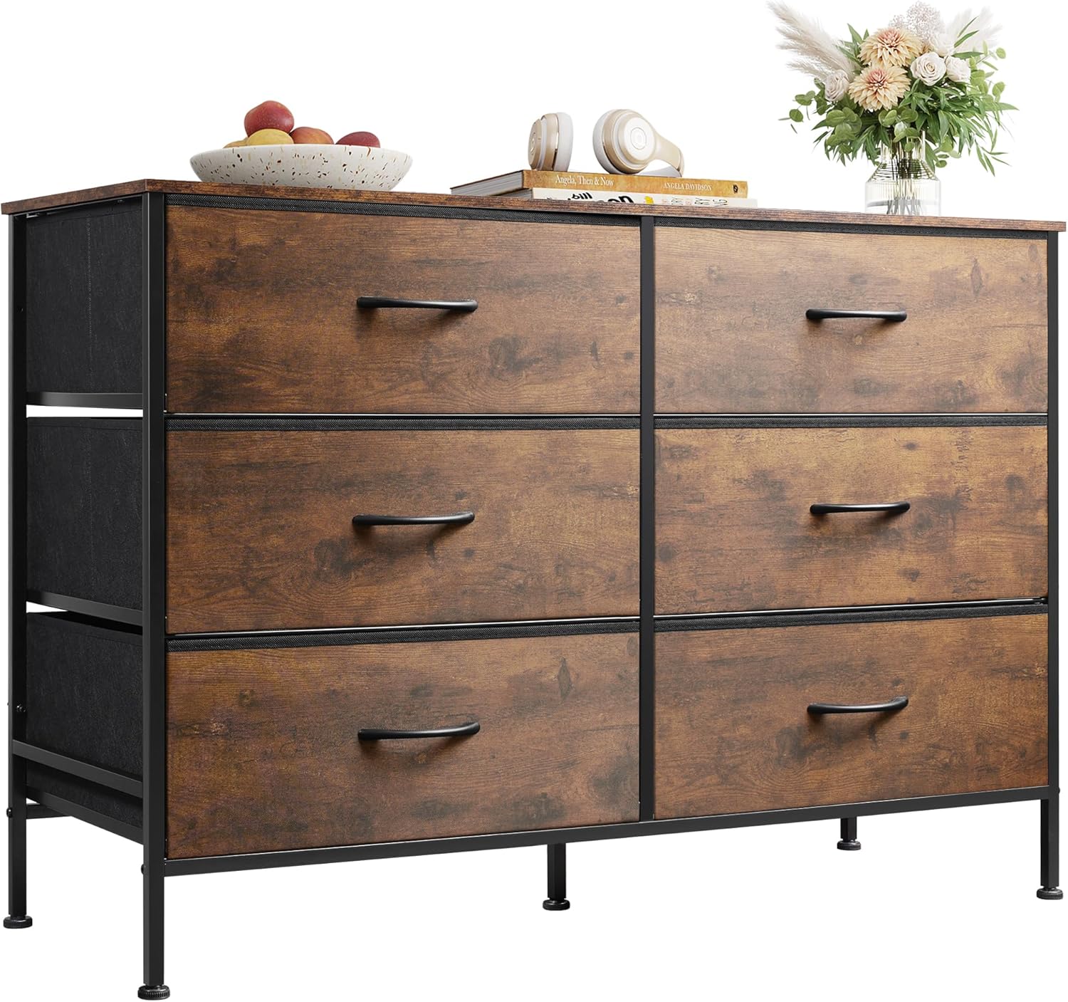 WLIVE Dresser for Bedroom with 6 Drawers and Metal Frame