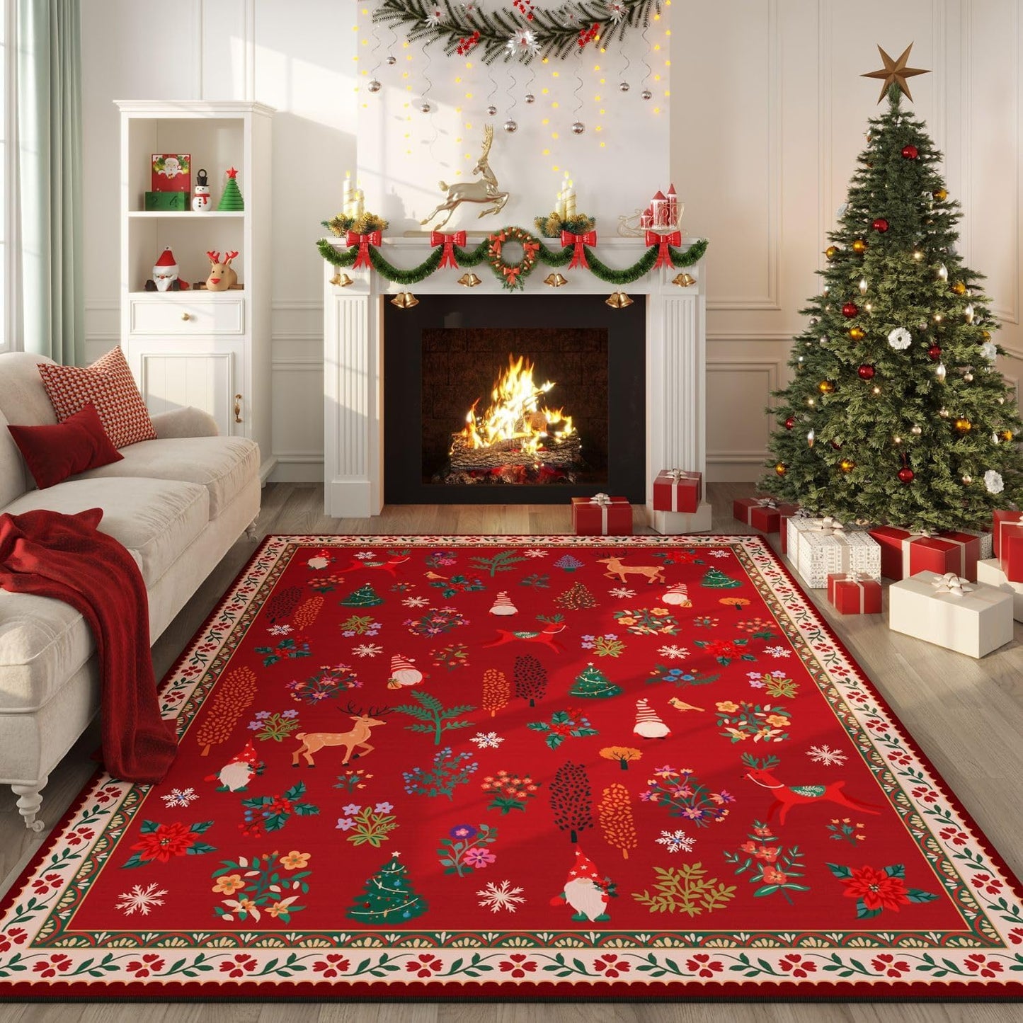Rugcomf Christmas Area Rugs 8x10 for Holiday Decor
